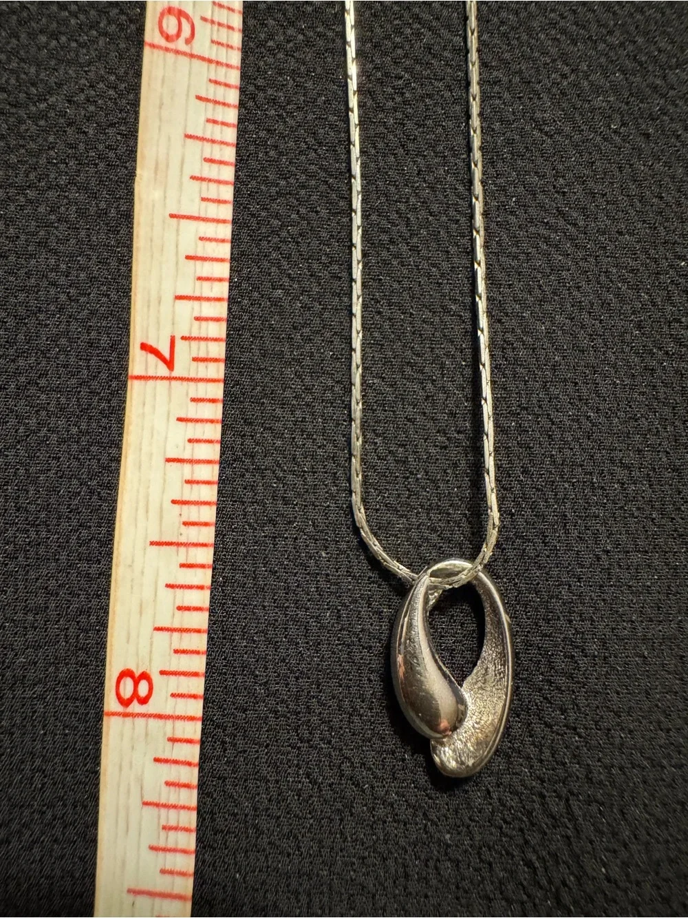Vintage Monet Silver Textured Pendant Necklace - 16”